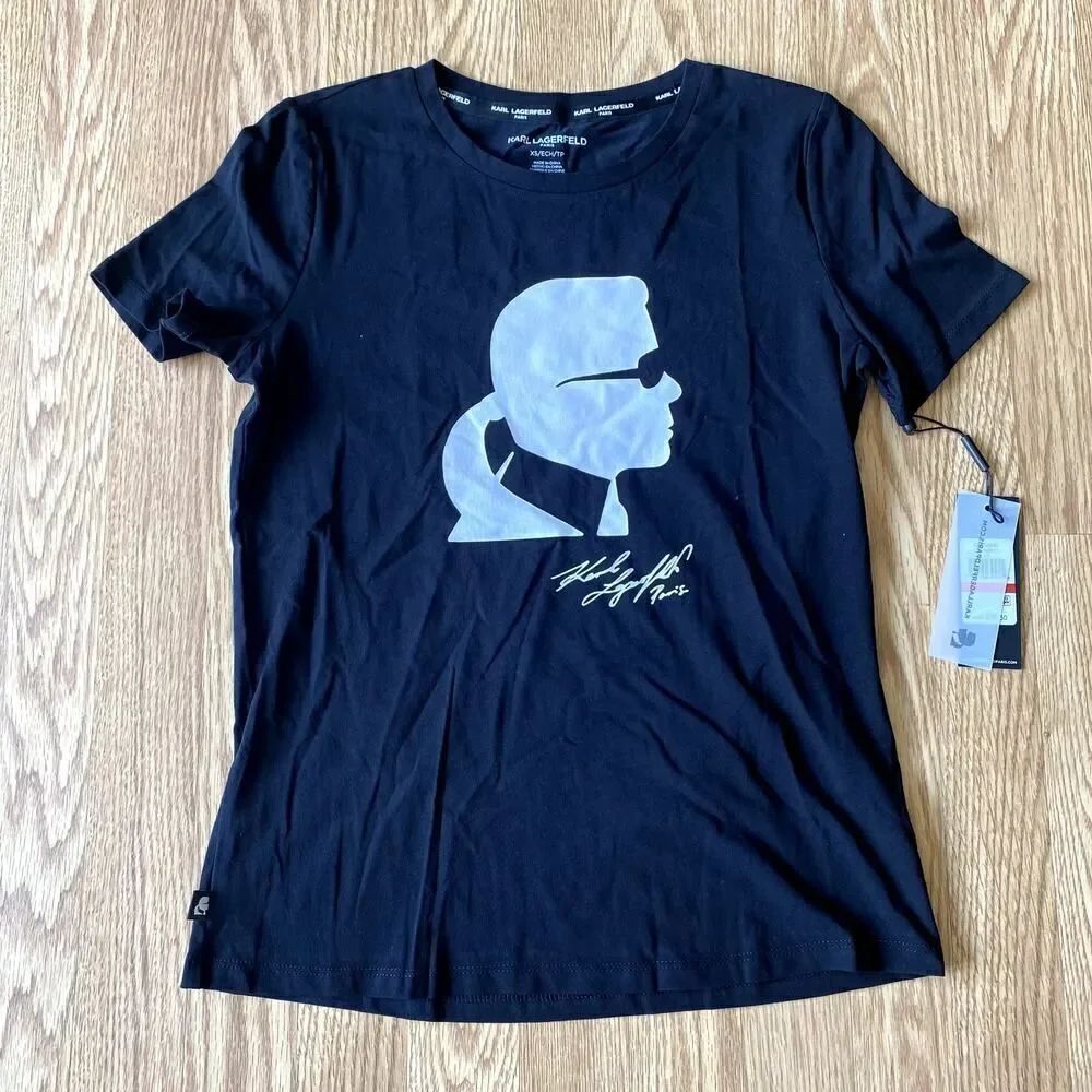 Karl Lagerfeld Ongoing Silhouette Logo Tee Black White XS